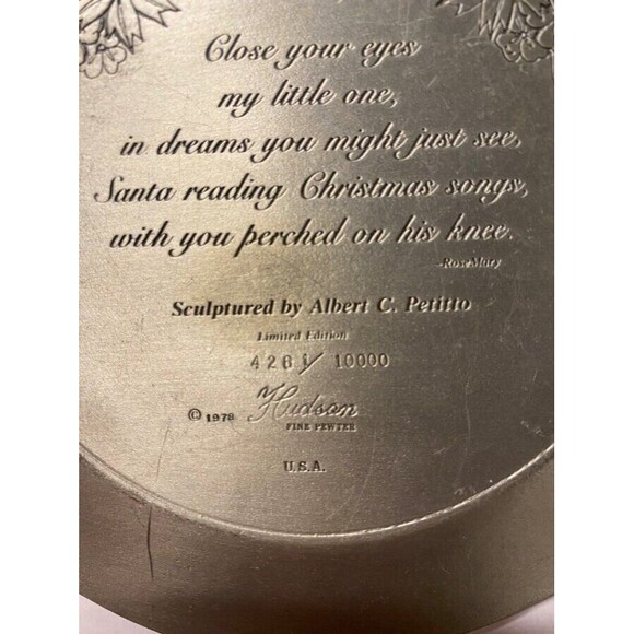 Vintage Collectible Hudson Santa Claus PEWTER Christmas Plate - Picture 4 of 9